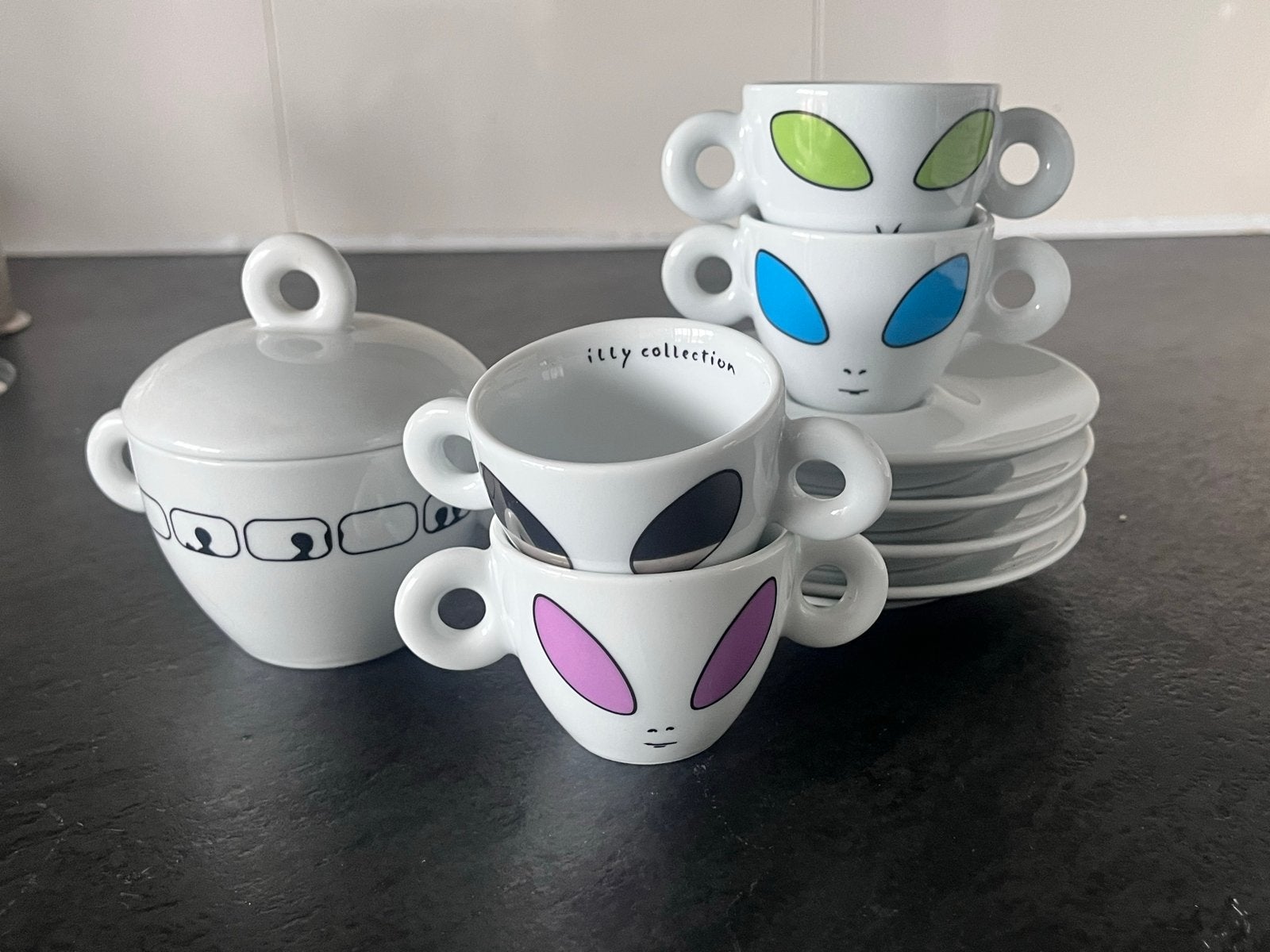 Complete Illy Collection Rosenthal 2001 kopjes + suikerpot, Ophalen, Zo goed als nieuw, Kop(pen) en/of Schotel(s), Porselein
