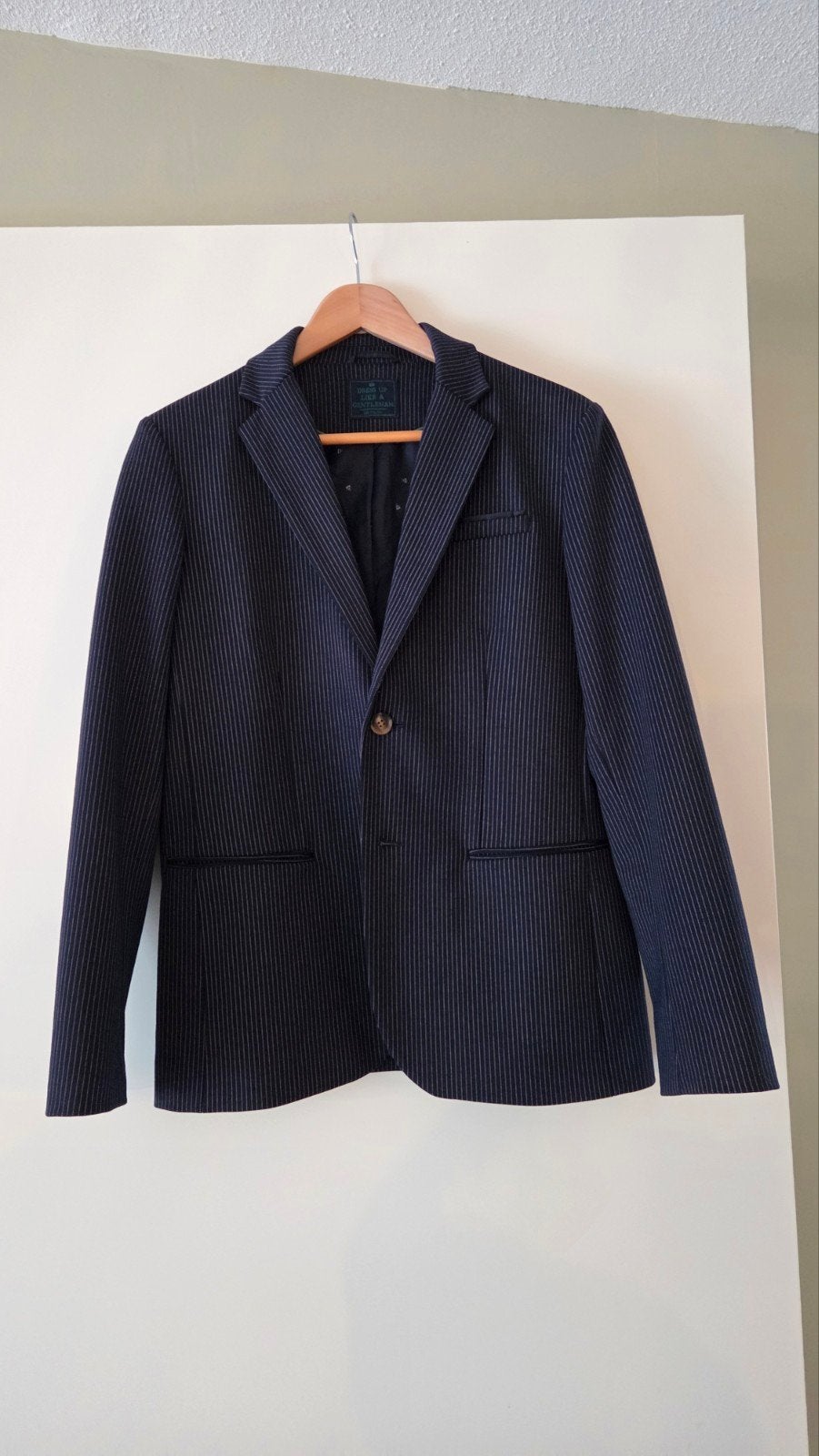 Blauw krijtstreep colbert van WE maat 170/176, Blauw, Ophalen of Verzenden, Zo goed als nieuw, WE Fashion