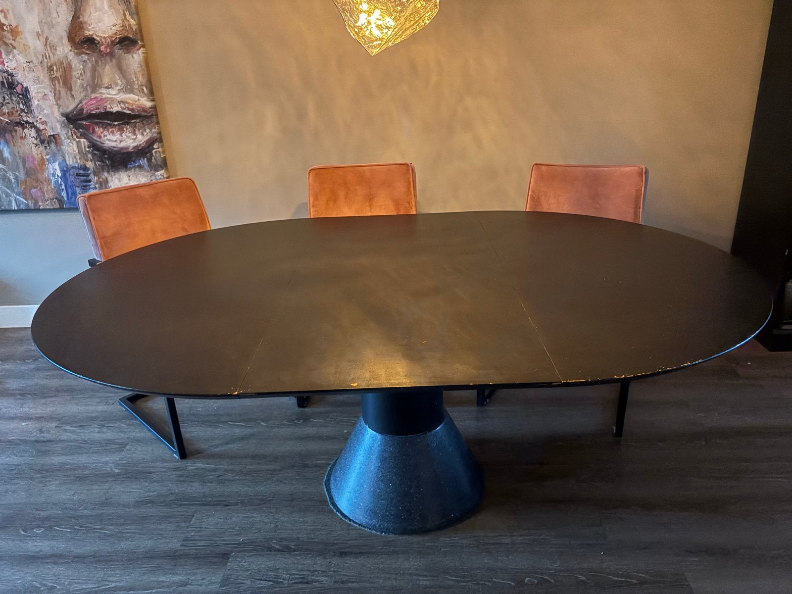 Ovale eettafel Arco Balance met uitschuifbaar blad - Zwart, Ophalen, Gebruikt, 100 tot 150 cm, Vijf personen of meer