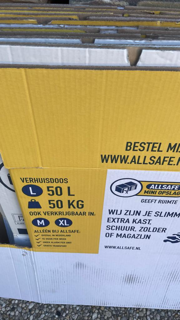 15x All Safe Verhuisdozen Maat L - 50L, 50kg, Ophalen, Doos, 40 tot 60 cm, Opvouwbaar
