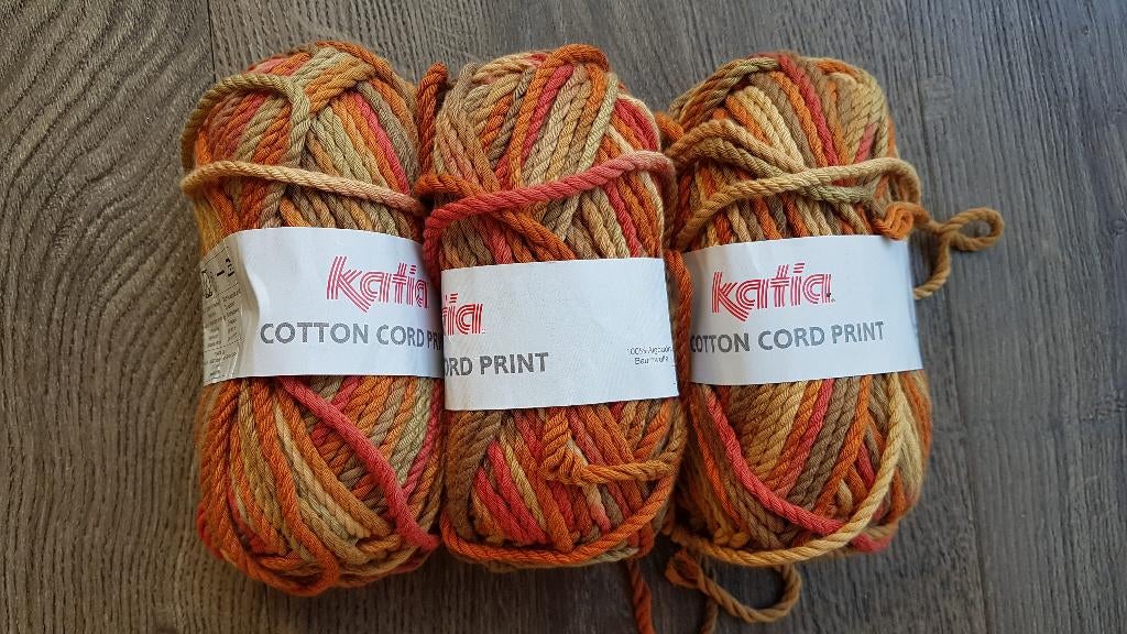 Katia Cotton Cord Print rood/bruin breigaren / haakgaren, Verzenden, Nieuw, Breien of Haken, Wol of Garen