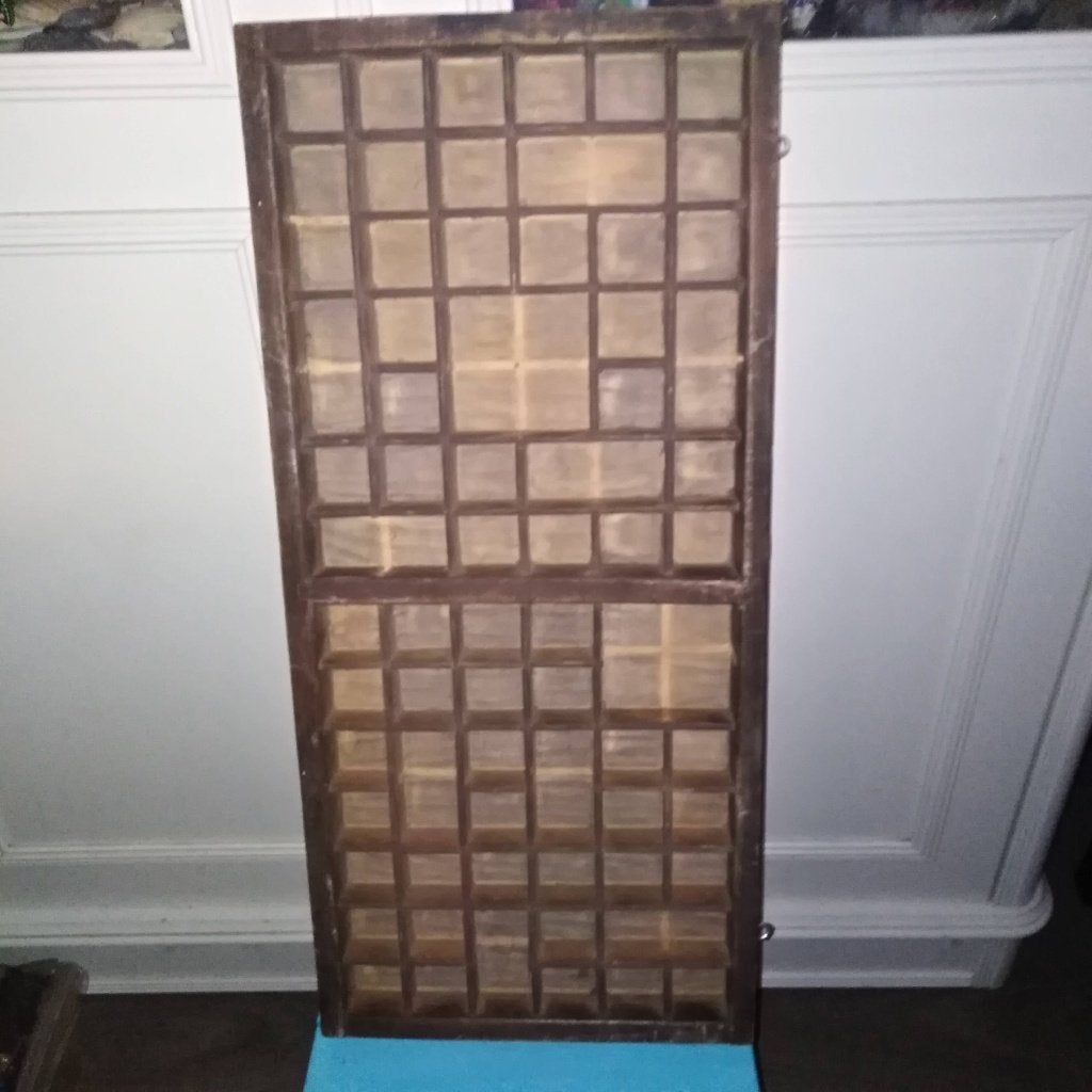 Oud gebruikt letterbakje, Ophalen, Gebruikt, Hout, Bruin