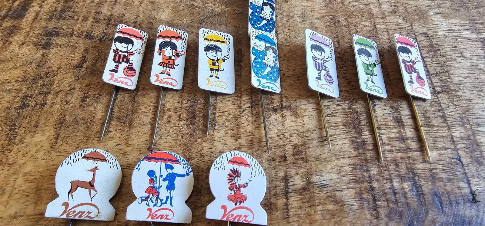 Vintage Venz hagelslag prikkers - set van 10 + 3 dubbele, Ophalen of Verzenden, Gebruikt