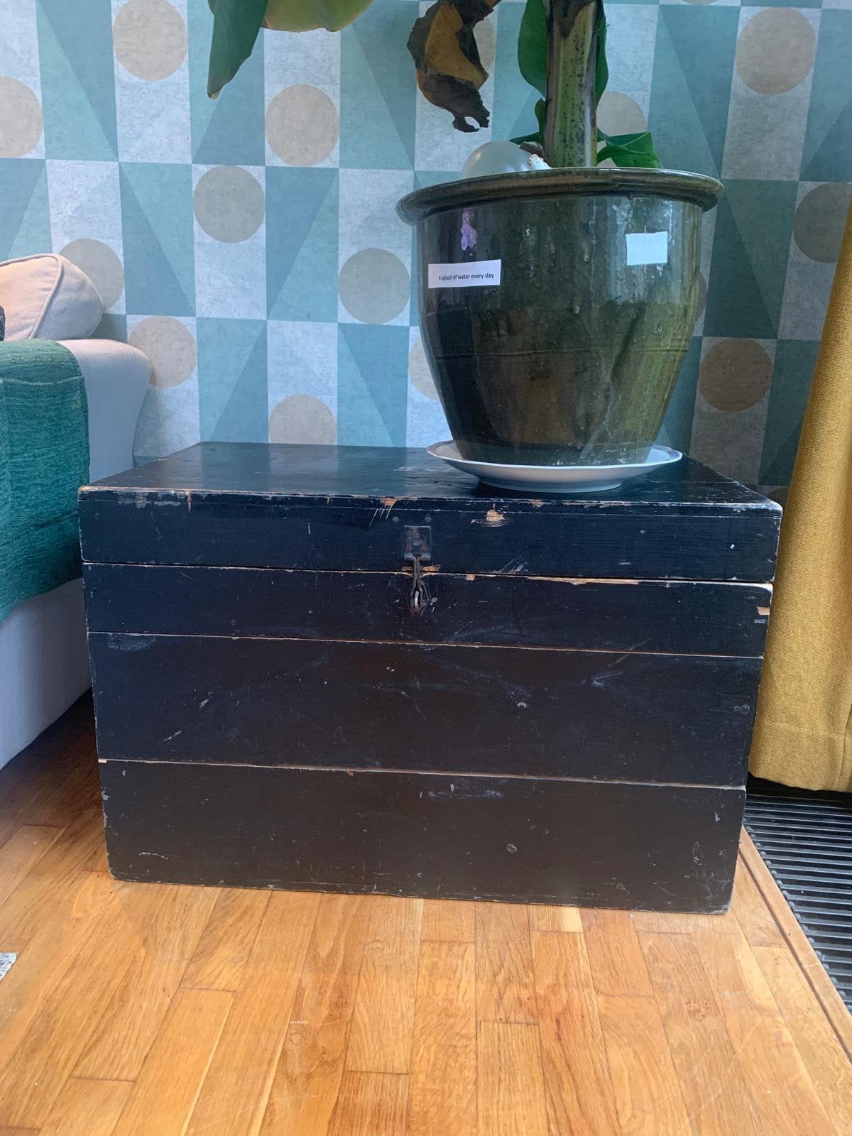 Grote dekenkist, vintage, zwart, Ophalen, Zo goed als nieuw, 50 tot 100 cm, 50 tot 75 cm