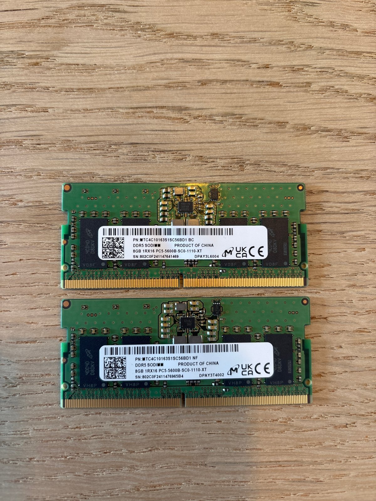 2x 8GB DDR5 5600MHz RAM voor Laptop - Zo goed als nieuw, 8 GB, Ophalen of Verzenden, Zo goed als nieuw, DDR5