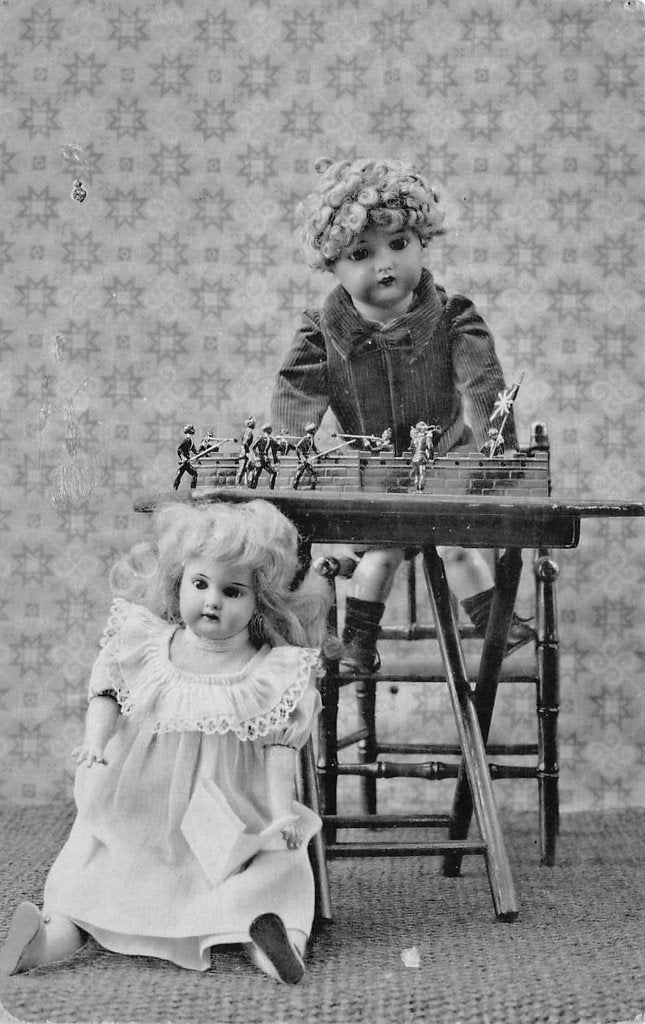 5x oude ansichtkaart met Poppen, Ophalen of Verzenden, 1940 tot 1960, Ongelopen, Overige thema's