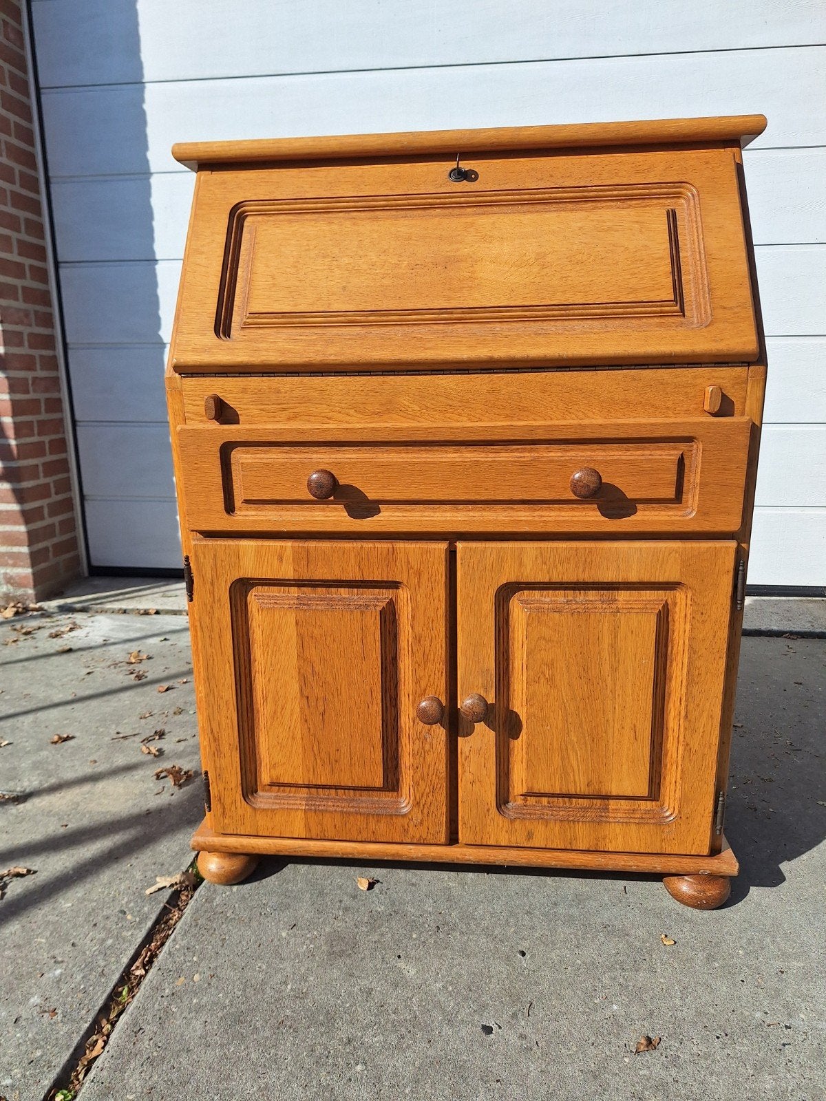 Massief blank eiken secretaire / bureau, Ophalen, Gebruikt, Klassiek / Landelijk