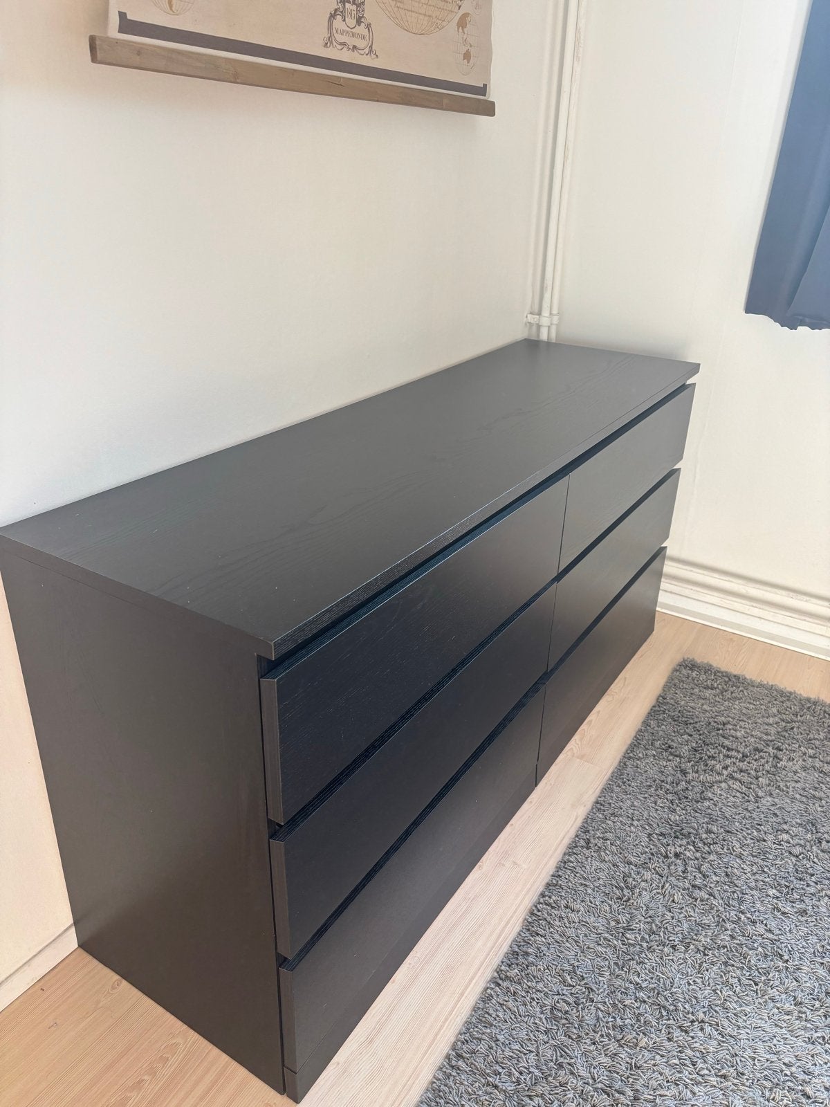 Zwart dressoir met 6 laden, Ophalen, Gebruikt, 5 laden of meer, 150 tot 200 cm