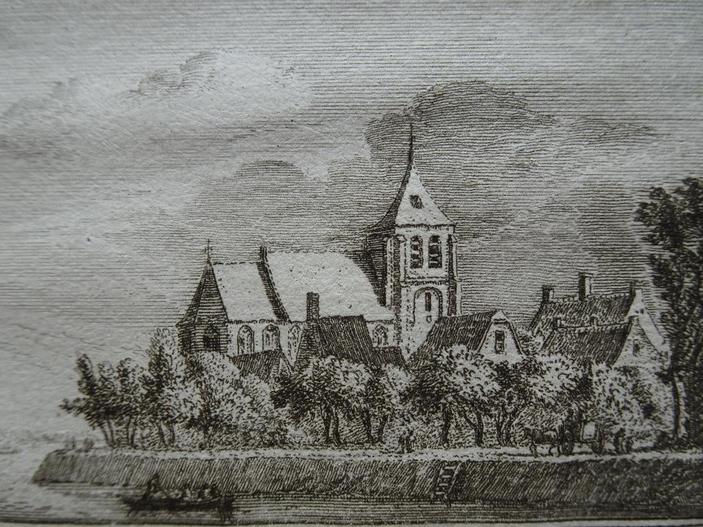 gravure kerk te Langerak in 1612 van Abraham Rademaker 1725, Verzenden