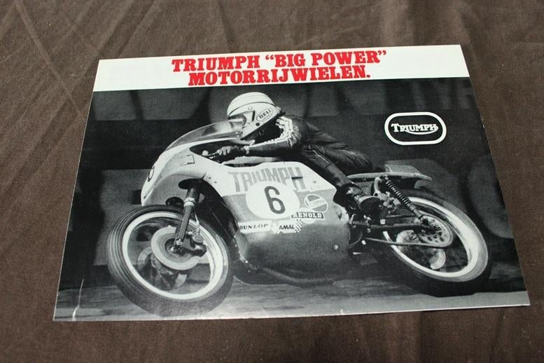 Triumph 500 750 650 1972 motorfiets verkoop folder tiger, Ophalen of Verzenden, Triumph