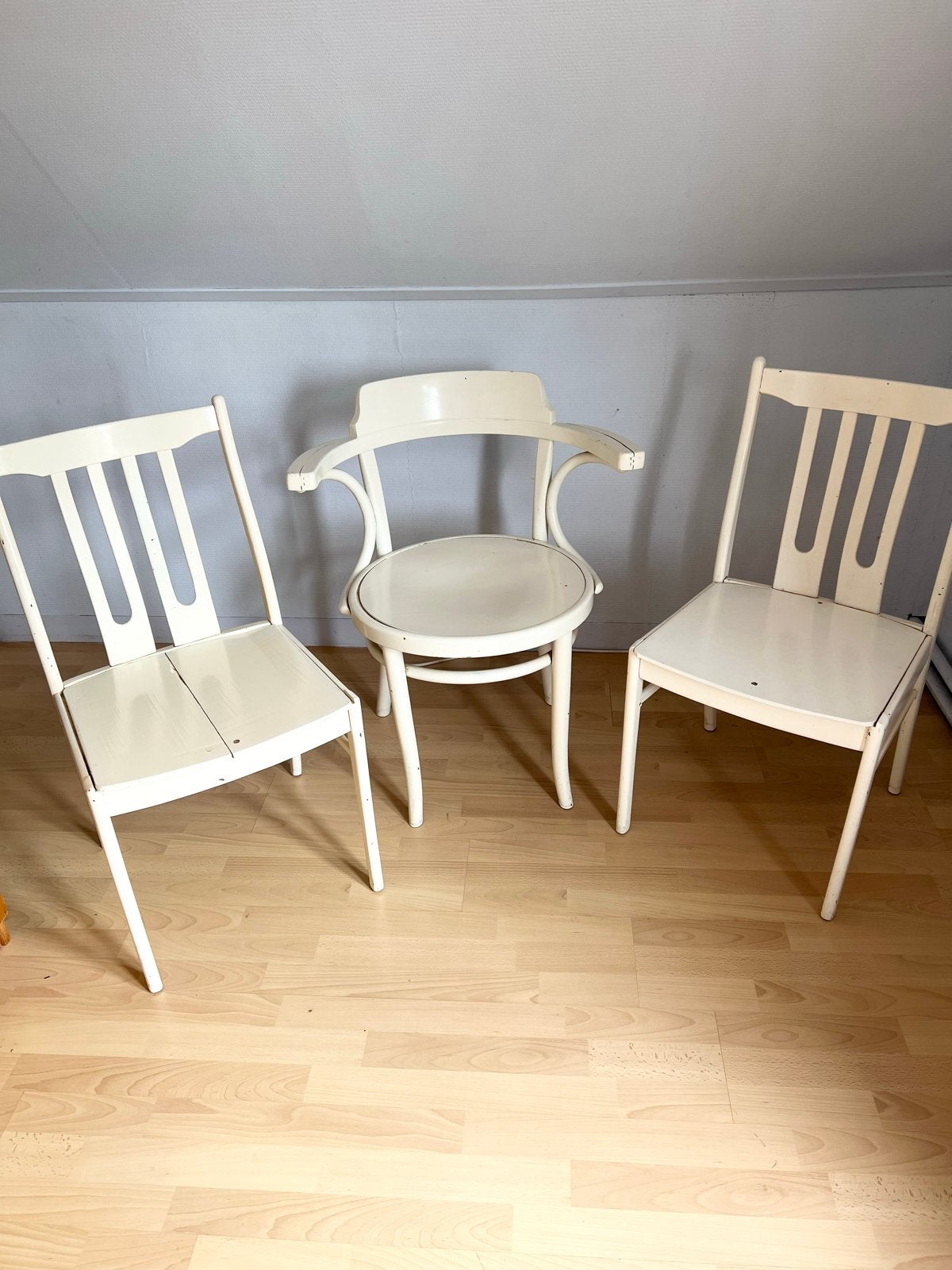 Set van 3 vintage stoelen - crème wit, Ophalen