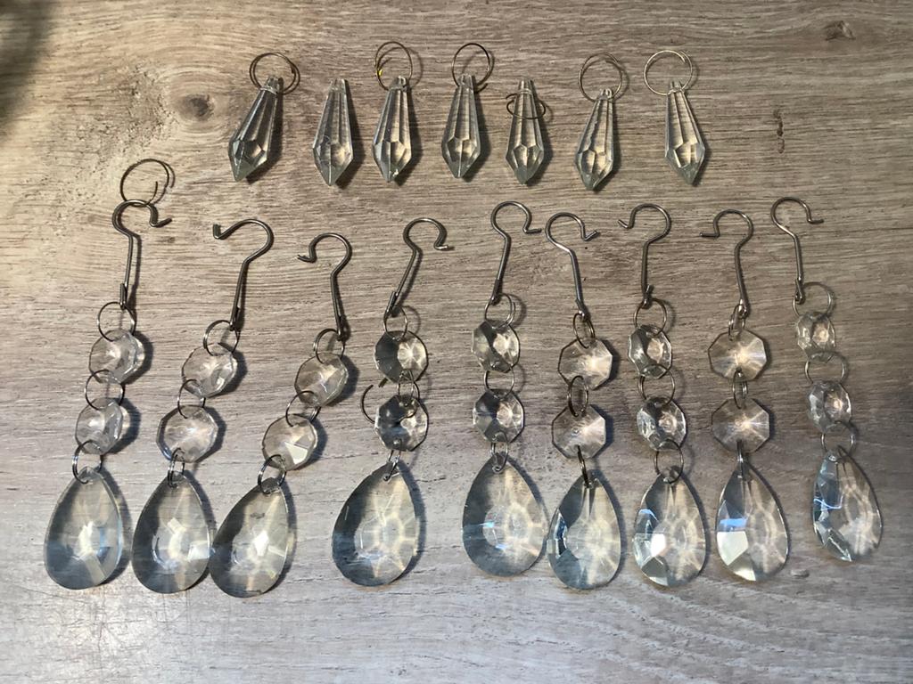 Diverse kristallen hangers van een hanglamp kroonluchter, Ophalen of Verzenden, Gebruikt