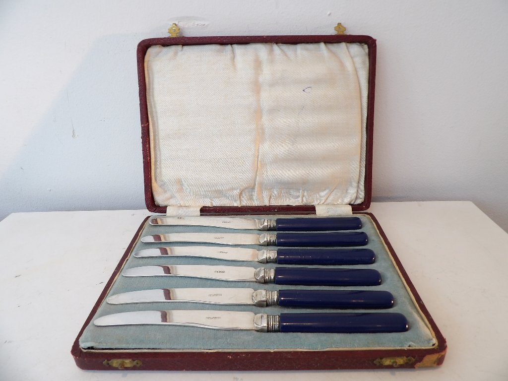 Art Deco Dessert/Fruitmesjes, verzilverd/Bakeliet, Ophalen of Verzenden