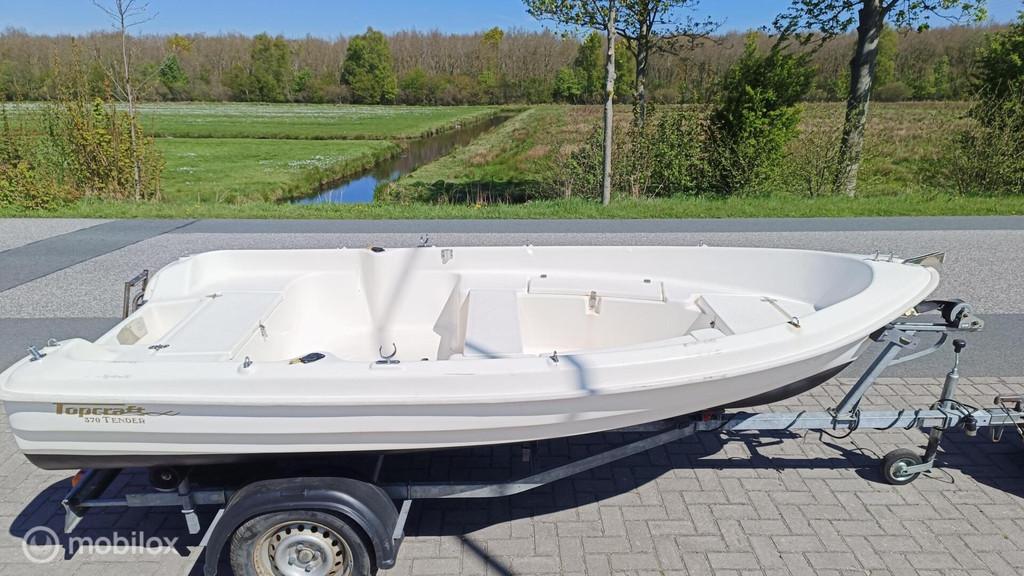 Topcraft 370 Tender Sloep + Trailer – Nette Motorboot, Watersport en Boten, Vis- en Consoleboten, Gebruikt, 3 tot 6 meter, Overige brandstoffen