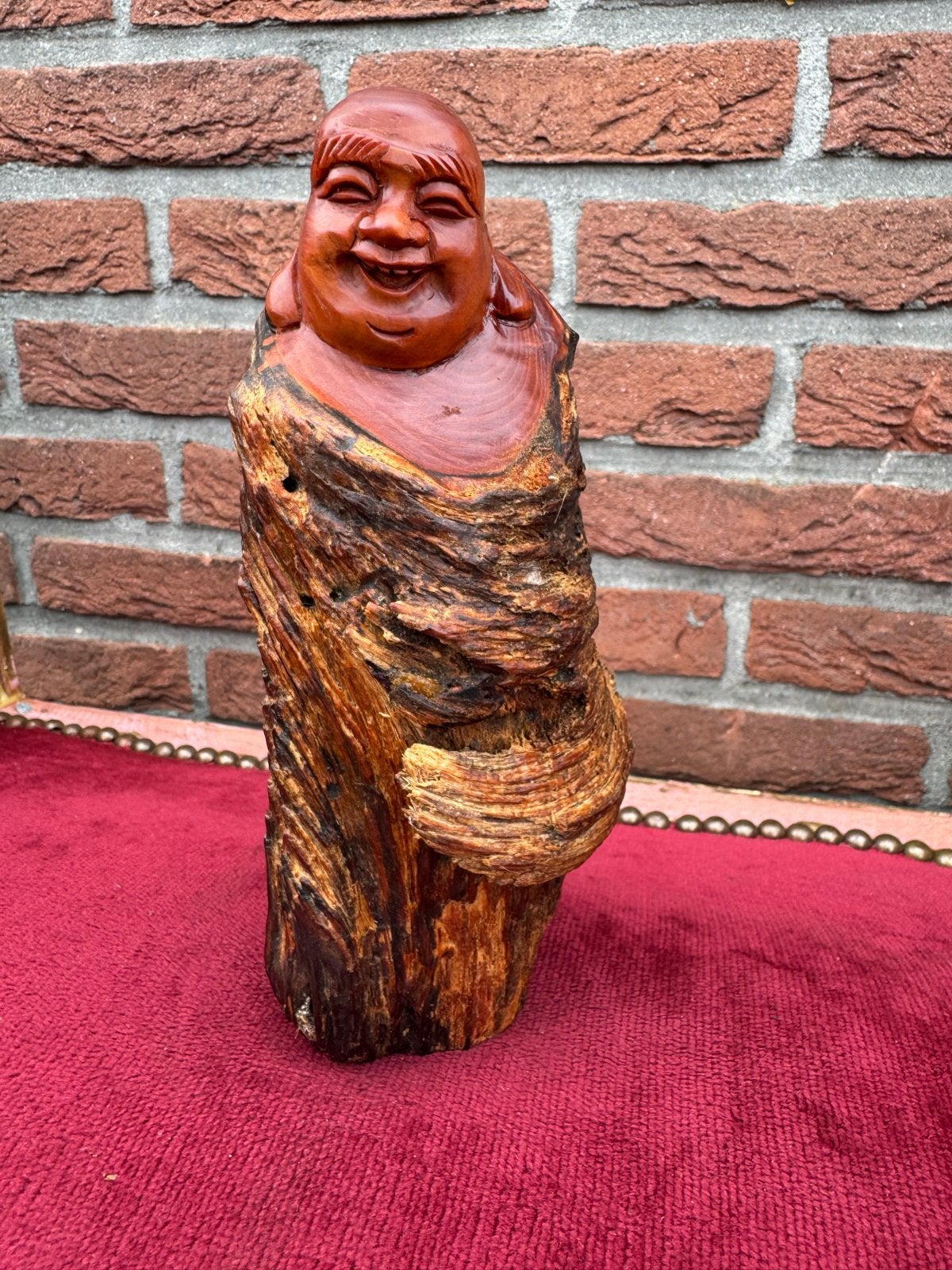 Houten Boeddha beeld - 23 cm hoog, Antiek en Kunst, Kunst | Beelden en Houtsnijwerken, Ophalen of Verzenden, Handgemaakt, 20 - 50 cm