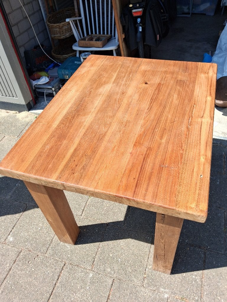 Teak houten keukentafel, Ophalen, Gebruikt, 50 tot 100 cm, Koloniaal