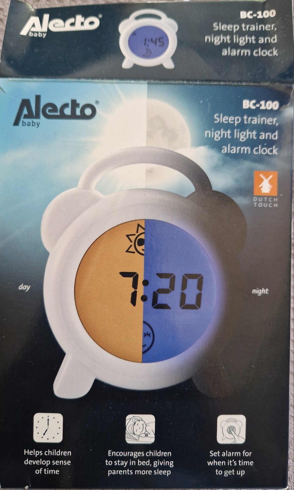 Alecto BC-100 Slaaptrainer, nachtlampje en wekker, Ophalen of Verzenden, Zo goed als nieuw, Digitaal