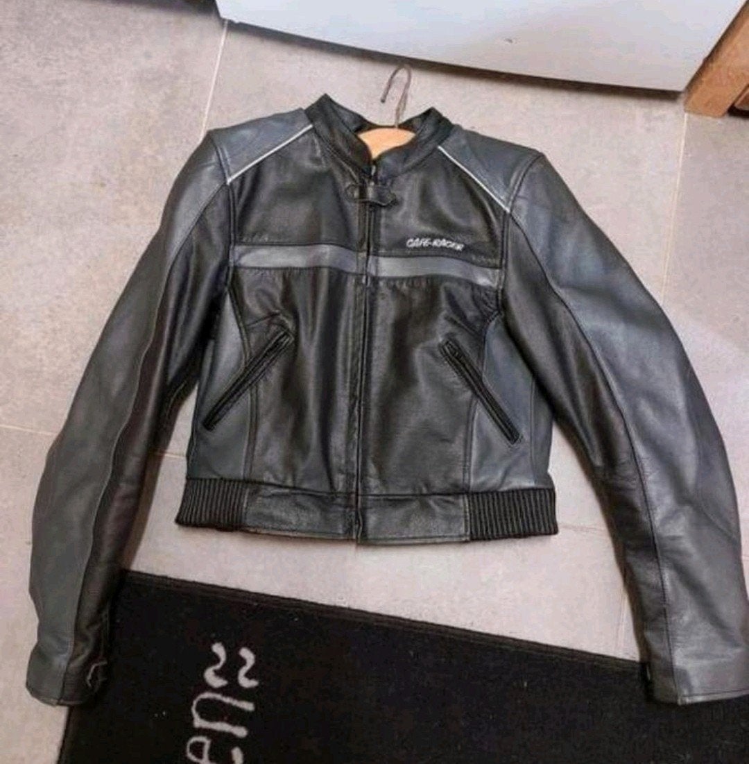 Caferacer jas jack motorjack leren maat 38 s retro vintage, Jas | leer, Kinderen, Ophalen of Verzenden, Caferacer