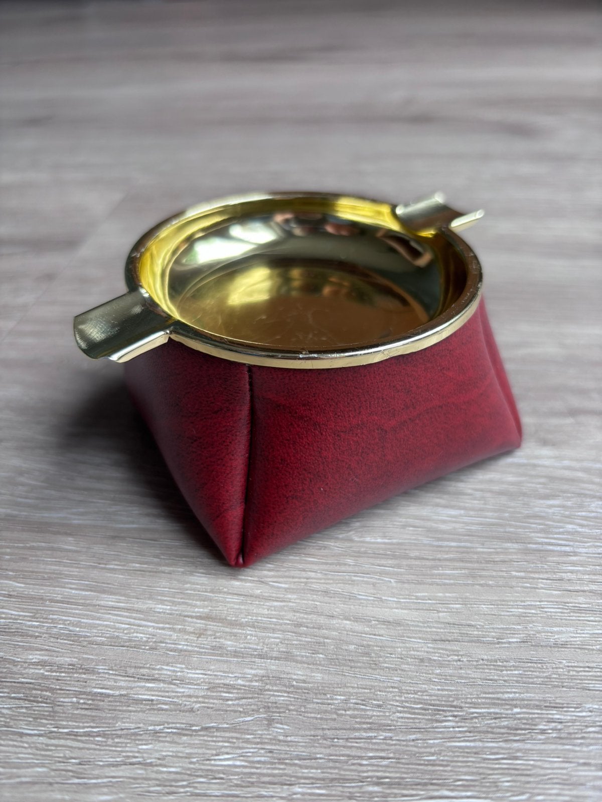 Vintage bonenzak-asbak met rood leer, Ophalen of Verzenden