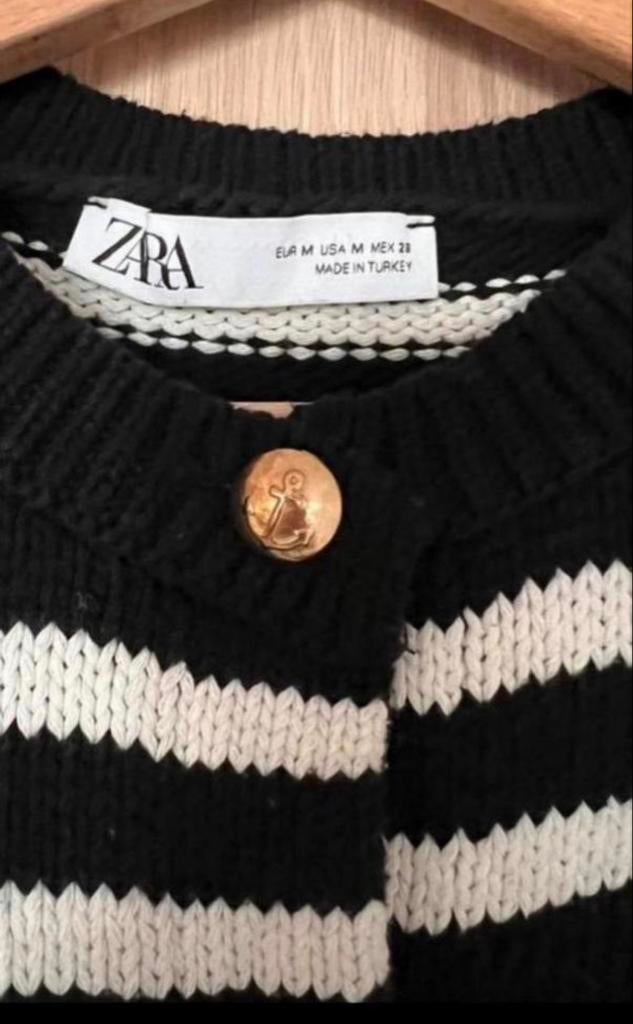 Zara zwart wit gestreept vestje met gouden knopen, Ophalen of Verzenden, Zo goed als nieuw, Maat 38/40 (M), Zwart