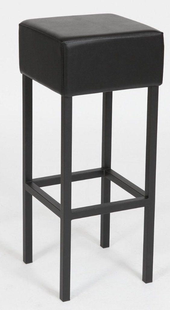 Designkruk model PL, Zwart of Wit kunstleder, barkruk , kruk, 5 krukken of meer, Met voetsteun, 60 tot 90 cm, Nieuw