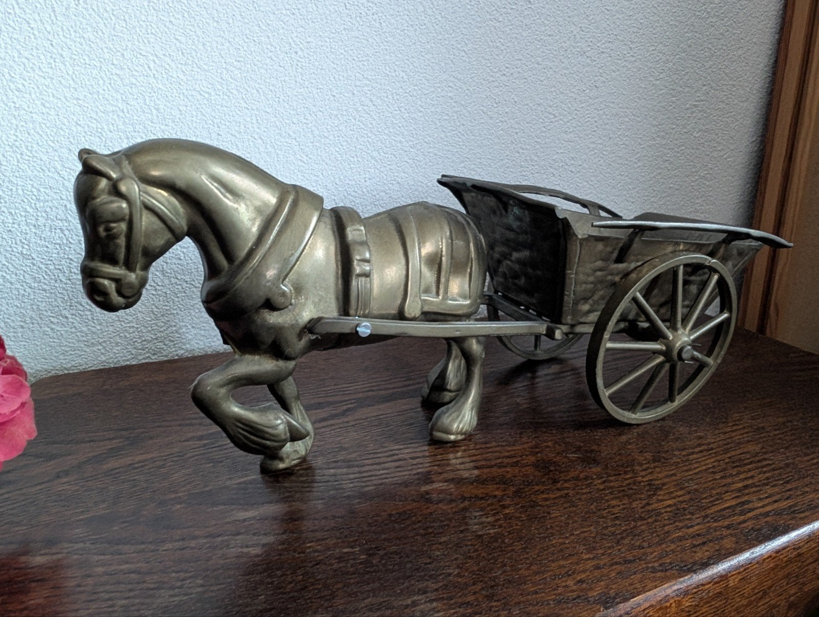 Messing beeldje paard met wagen, Antiek en Kunst, Antiek | Koper en Brons, Ophalen, Koper