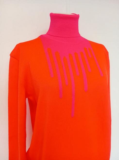 Walter van Beirendonck Drip turtle neck neon pink/orange M, Kleding | Heren, Walter van Beirendonck, Maat 48/50 (M), Nieuw, Oranje
