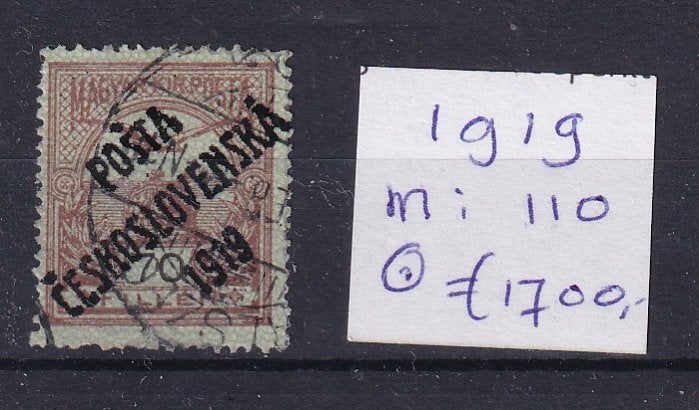 B36A) 1919 Posta Ceskoslovenska Mi 110  €1700 opdruk?, Verzenden, Overige landen, Gestempeld