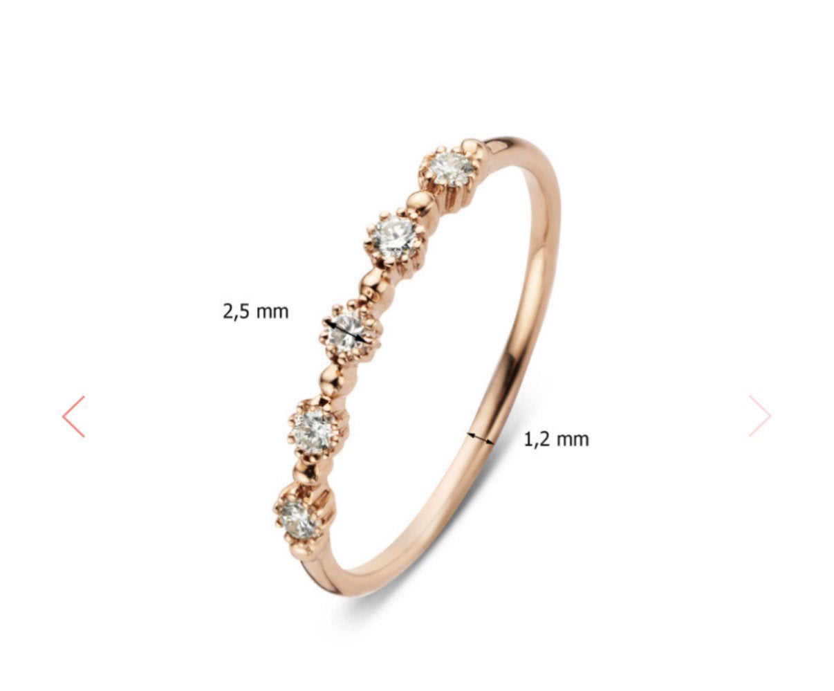 Rose Gouden Dames Ring  van Diamond Point. Maat 55, Sieraden, Tassen en Uiterlijk, Ringen, Ophalen of Verzenden, Zo goed als nieuw