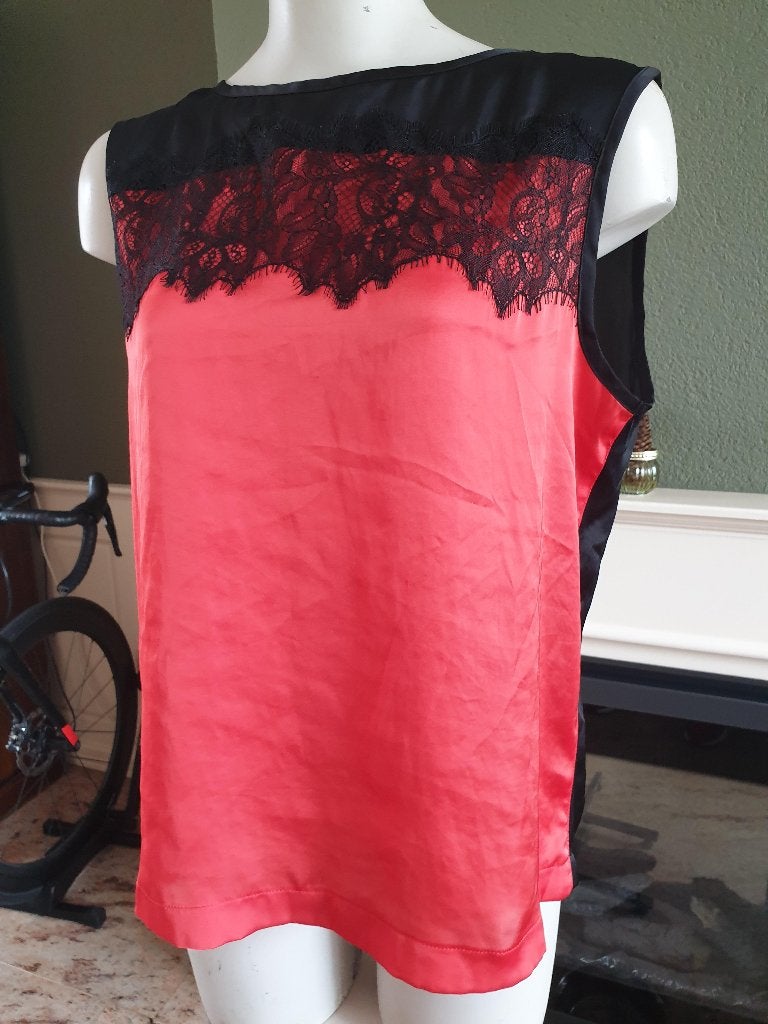 Summum Woman zwart rode top 40 M kant shirt, Maat 38/40 (M), Summum Woman, Verzenden, Zo goed als nieuw