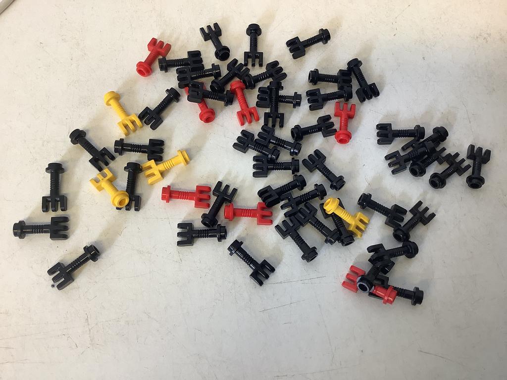 Lego scharnier stang met 3 vingers en eind nop (4), Ophalen of Verzenden, Gebruikt, Losse stenen, Lego