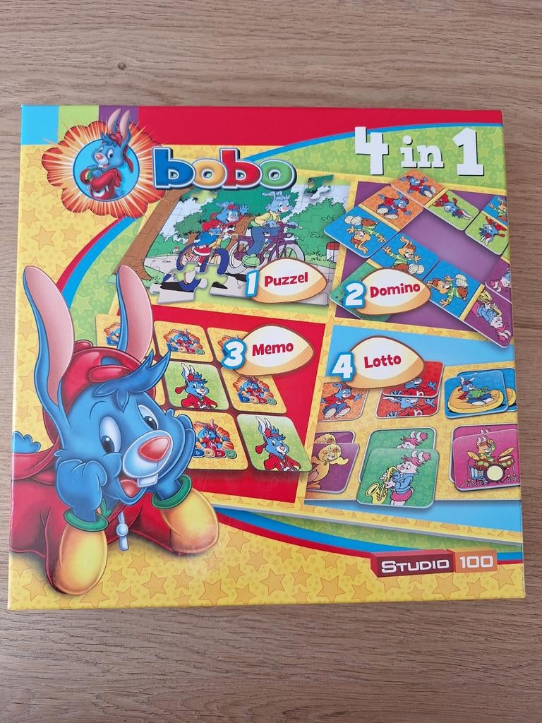 Bobo 4 in 1 spel: Lotto, Puzzel, Memory & Domino (Studio 100, Een of twee spelers, Ophalen of Verzenden, Zo goed als nieuw, Studio 100