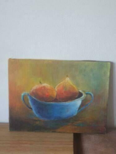 Ingrid van arenthals schilderij schaal met appel en peer., Antiek en Kunst, Ophalen