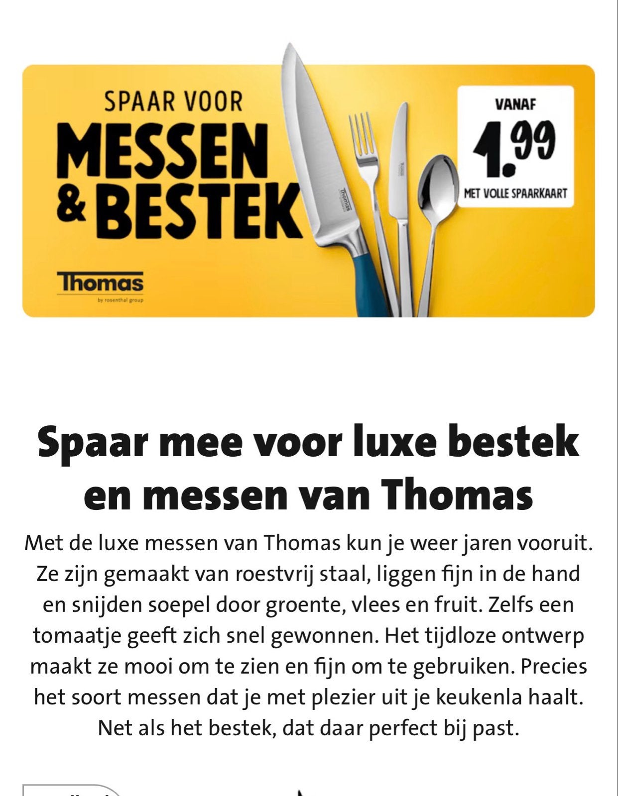 Gezocht: Gratis bestekzegels Jumbo Thomas, Ophalen of Verzenden