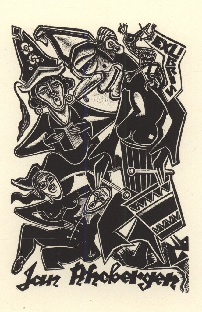 0381 Ex Libris Nederland : Cor de Wolff, z.j., Antiek en Kunst, Kunst | Etsen en Gravures, Verzenden, Ex libris