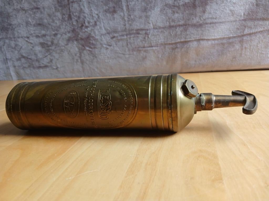 Vintage koperen DESMO brandblusser, Ophalen of Verzenden, Gebruikt, Brandblusser