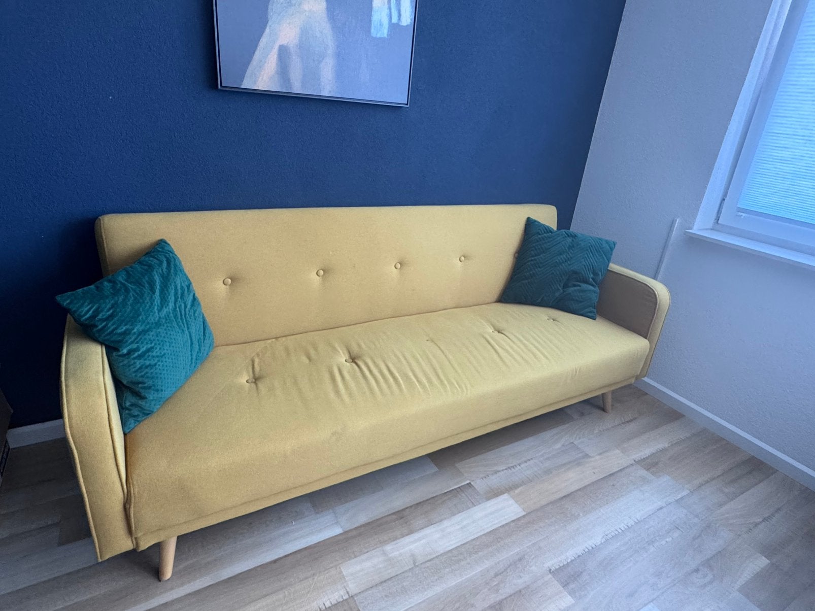 Slaapbank Made okergeel, Huis en Inrichting, Slaapkamer | Slaapbanken, Ophalen, Gebruikt, Geel, 200 cm