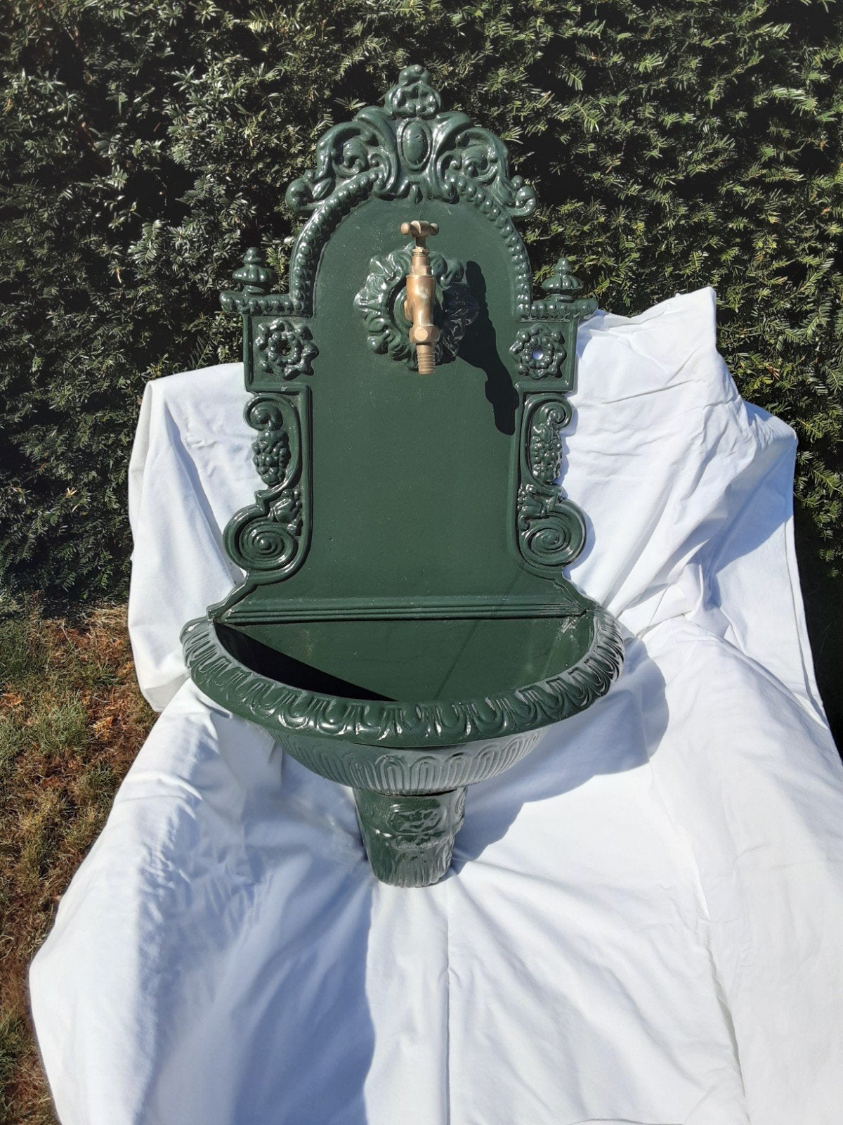 Antieke gietijzeren wandfontein - Groen, Ophalen of Verzenden, Gebruikt, Gietijzer, Fontein