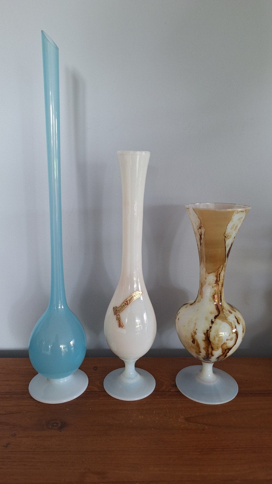 3 Vintage Glazen Vazen Opaline, Antiek en Kunst, Ophalen of Verzenden
