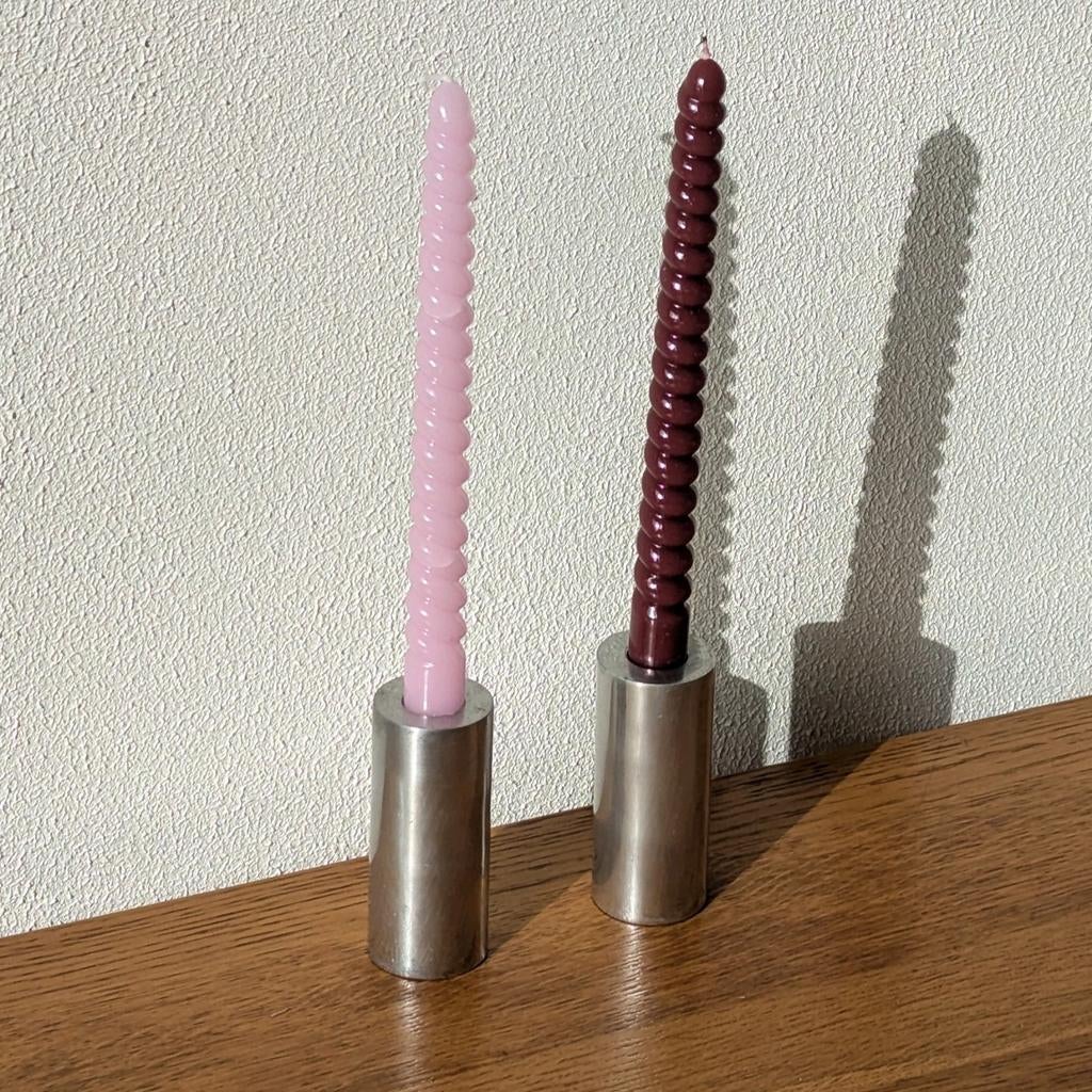 Set van 2 kleine chroom kandelaars / candlestick chrome, Huis en Inrichting, Woonaccessoires | Kandelaars en Kaarsen, Overige materialen