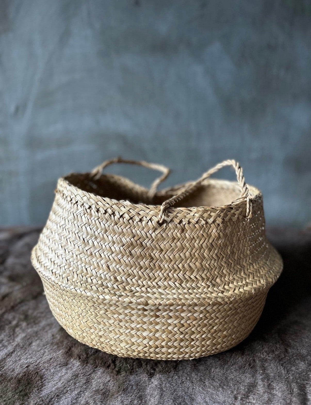 Opvouwbare Zeegras Mand | Plantenmand, Opbergmand, Decoratie, Gebruikt, Gevlochten, Mand, Rond
