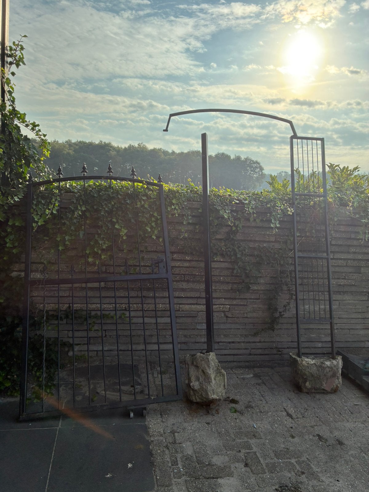 Metalen poort, Ophalen, Gebruikt, IJzer, Sierhekwerk