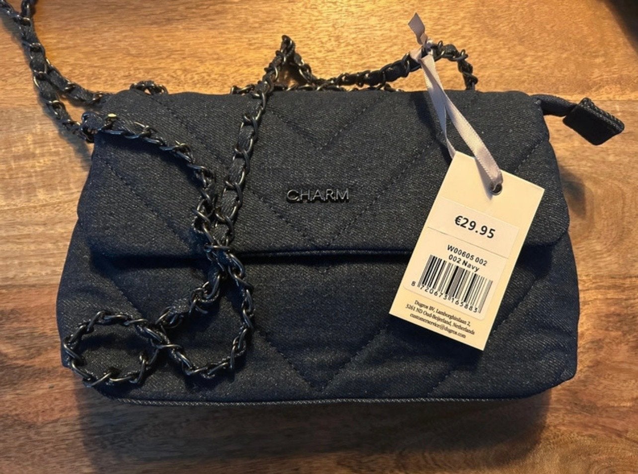 Nieuwe Charm tas, donkerblauw, met kettinghengsel, Ophalen of Verzenden, Nieuw, Blauw, Avondtasje
