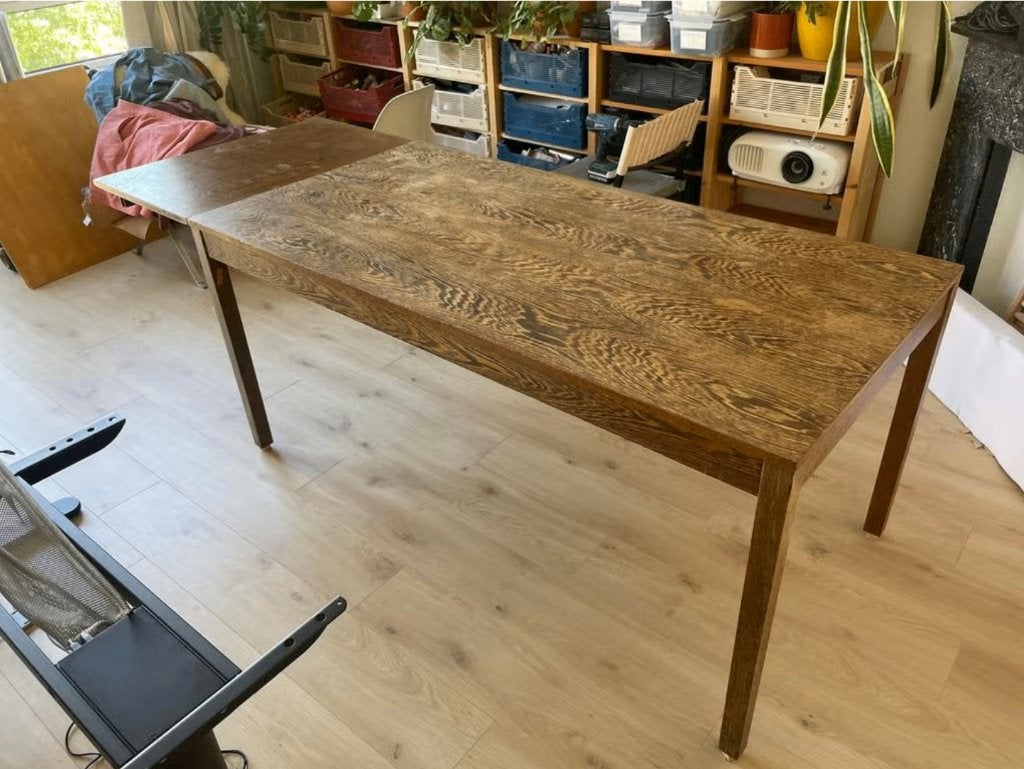 Martin Visser wengé houten eettafel voor Spectrum, Ophalen