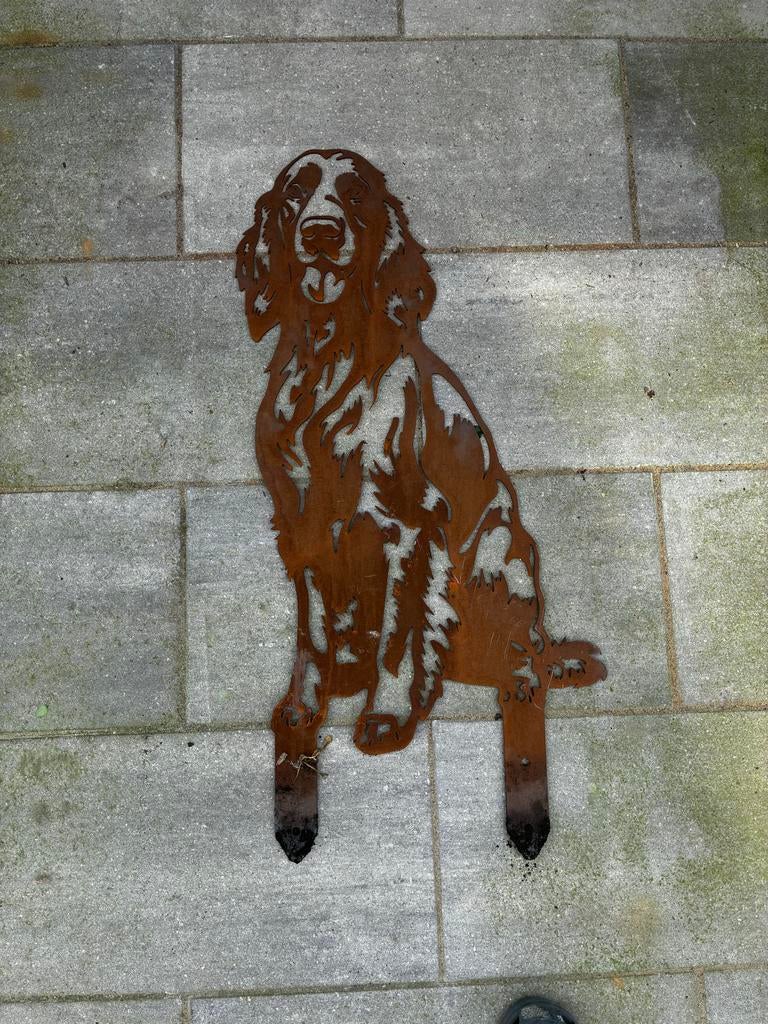 Ierse Setter Tuinbeeld - Metaalversiering nl, Tuin en Terras, Tuinbeelden, Ophalen of Verzenden, Nieuw, Metaal, Dierenbeeld