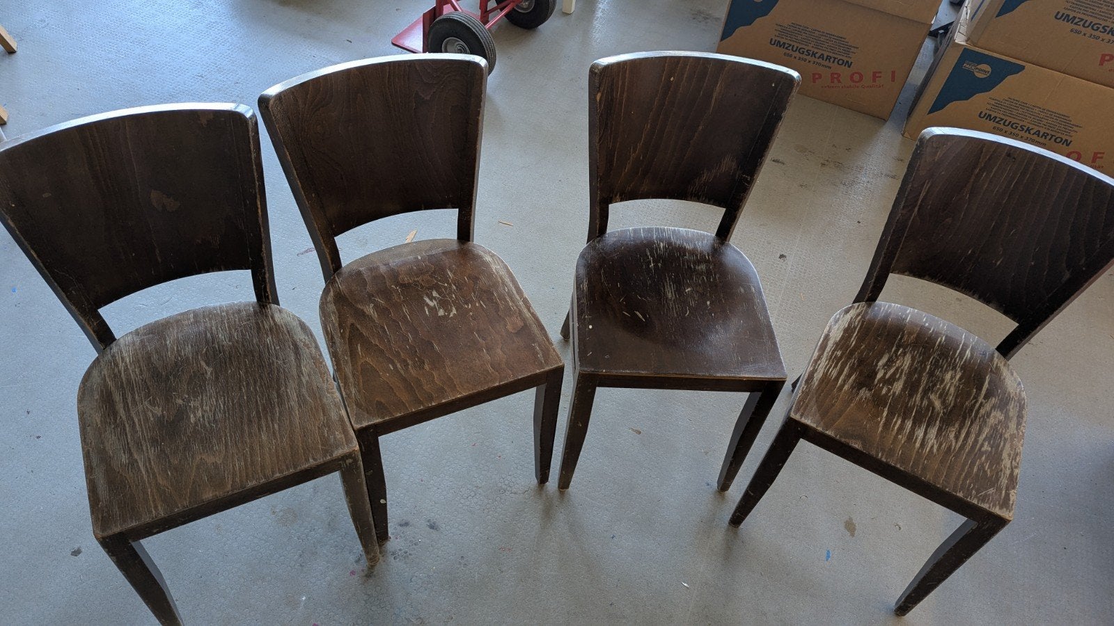 Satelliet stoelen 4 stuks, Ophalen, Gebruikt, Bruin, Vier