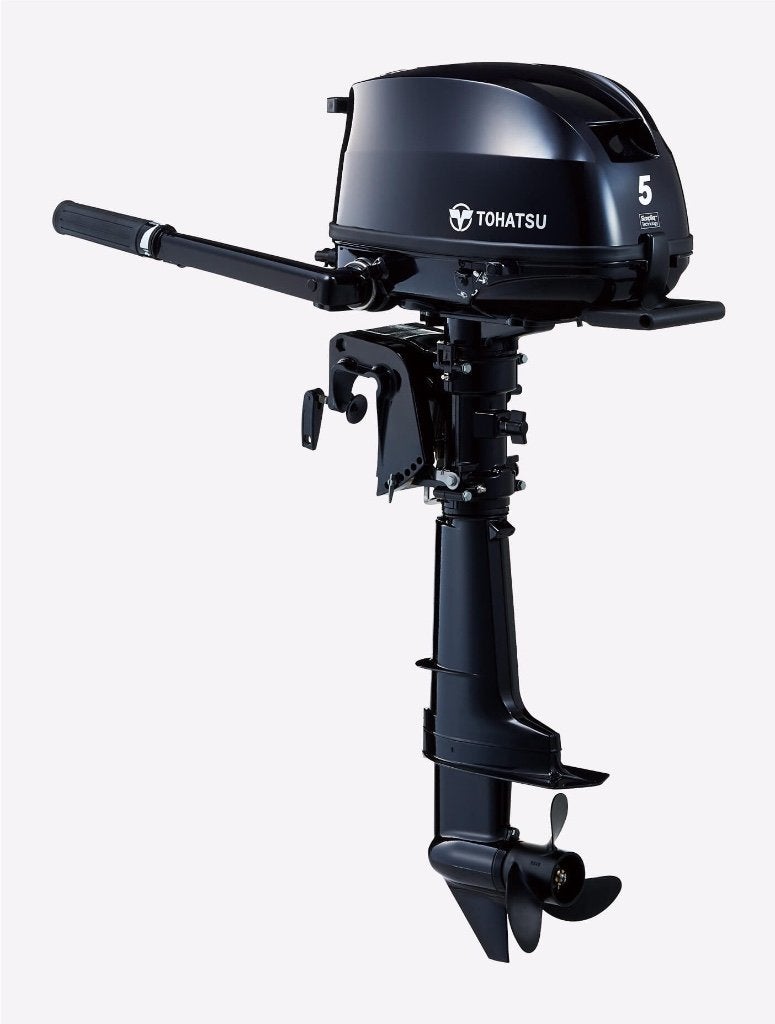 Tohatsu 5PK buitenboordmotor langstaart, Ophalen, 5 tot 10 pk, Viertaktmotor, Zo goed als nieuw
