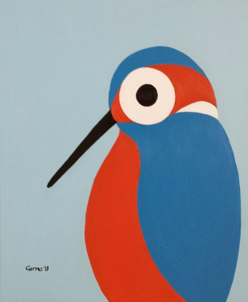 Kleurrijke IJsvogel Kunstwerk - zelf geschilderd, Ophalen