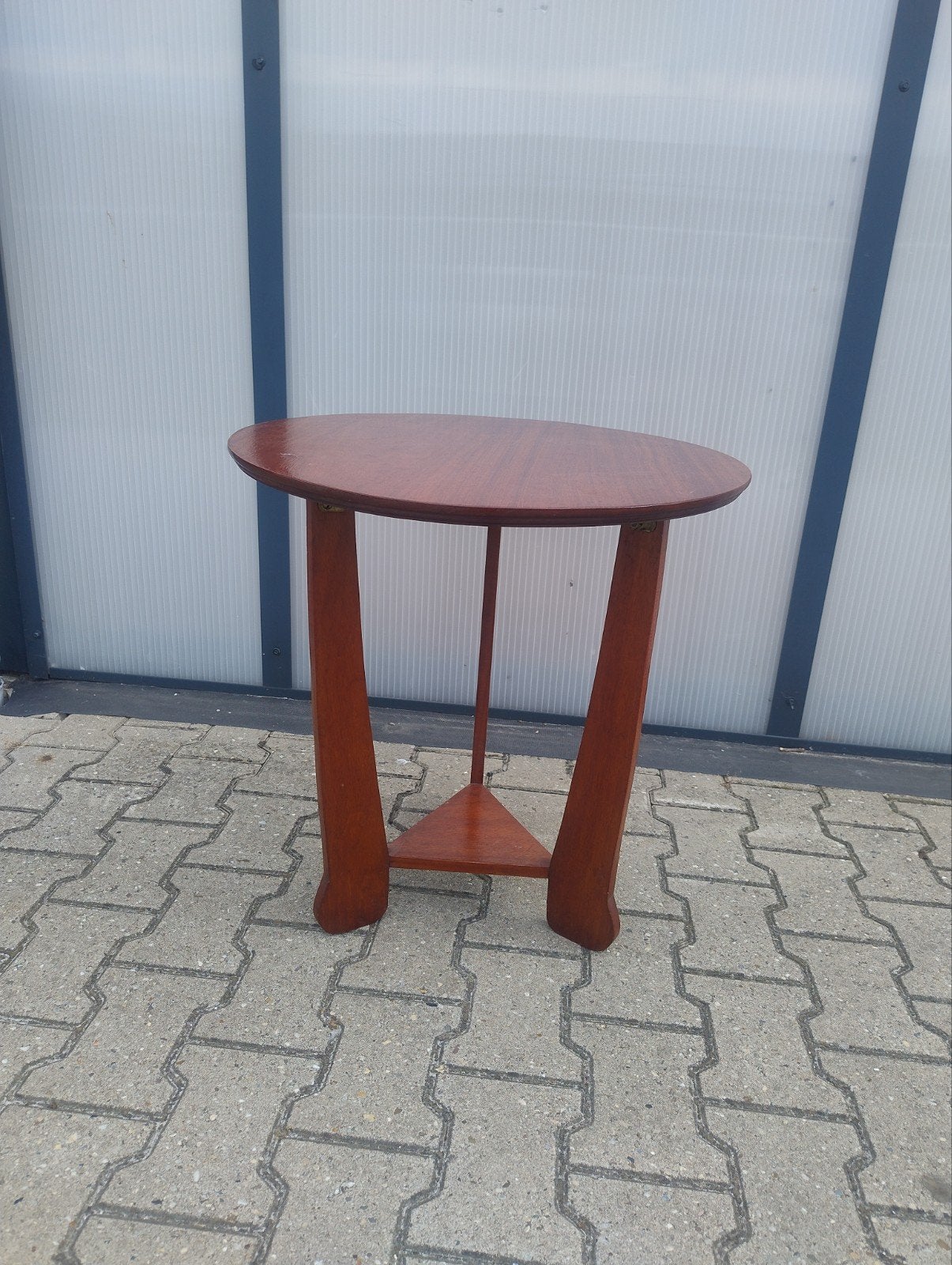 Vintage Bijzettafel Amsterdamse School Art Deco, Huis en Inrichting, Gebruikt, Rond, Amsterdamse School, Art Deco, Hout
