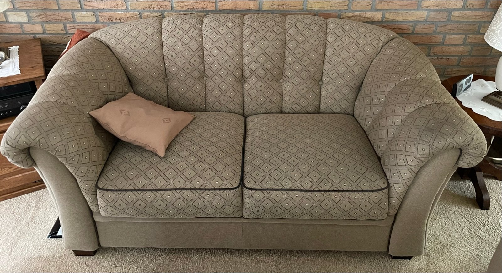 Comfortabele 2&2,5-zitsbank met patroon, Huis en Inrichting, Ophalen, Gebruikt, Overige maten, 150 tot 200 cm